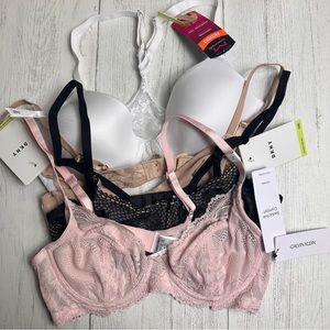 DKNY, CALVIN KLEIN Bra Sheer Lace Adjustable Straps Back 34B Lot of 4